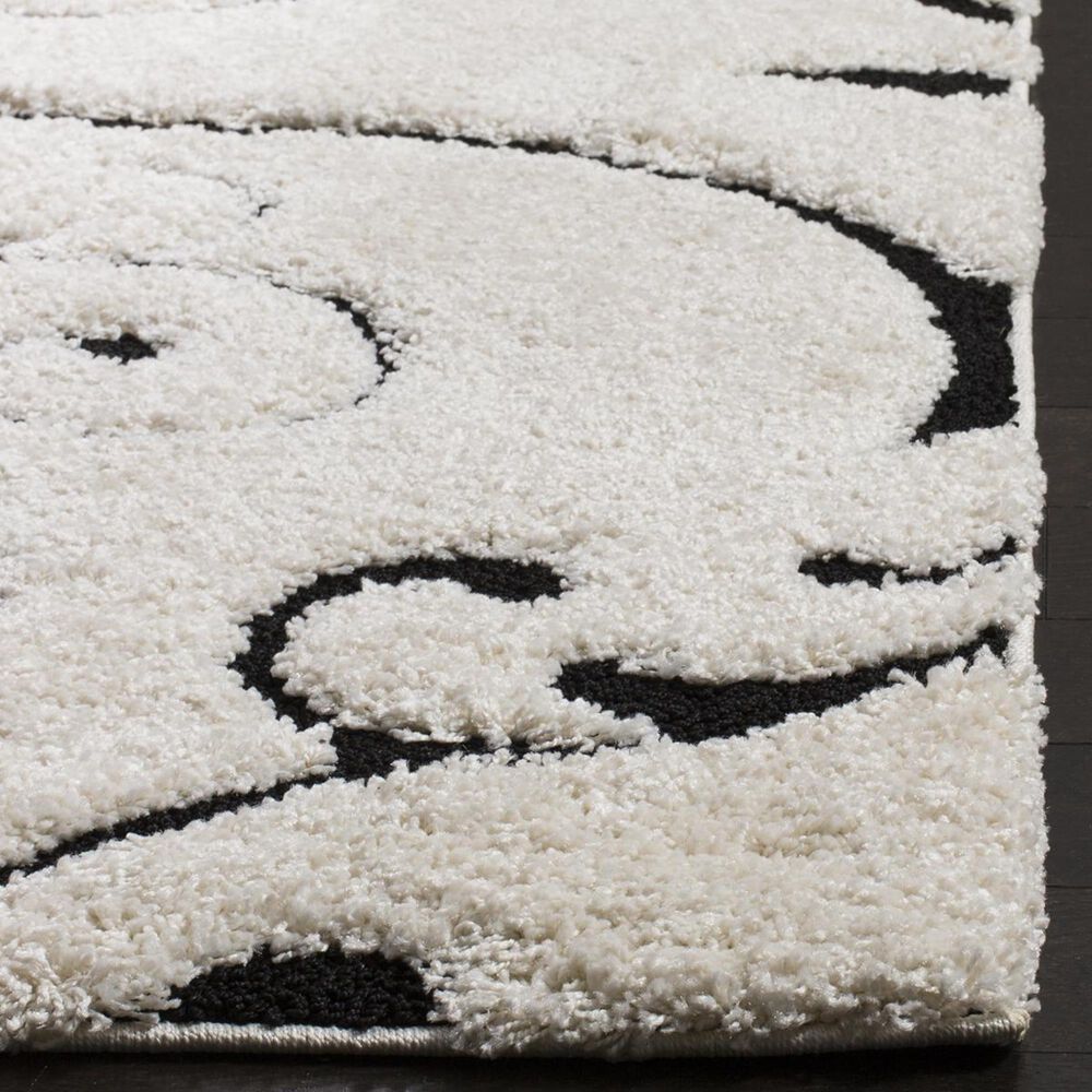 Safavieh Florida Shag SG455-1290-3 3&#39;3&quot; x 5&#39;3&quot; Ivory/Black Area Rug, , large