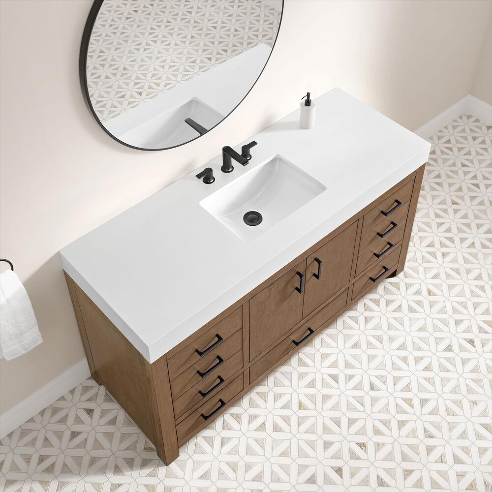 37B Alanya 60" Single Bathroom Vanity in Walnut Drift with White Composite Stone Top, , large