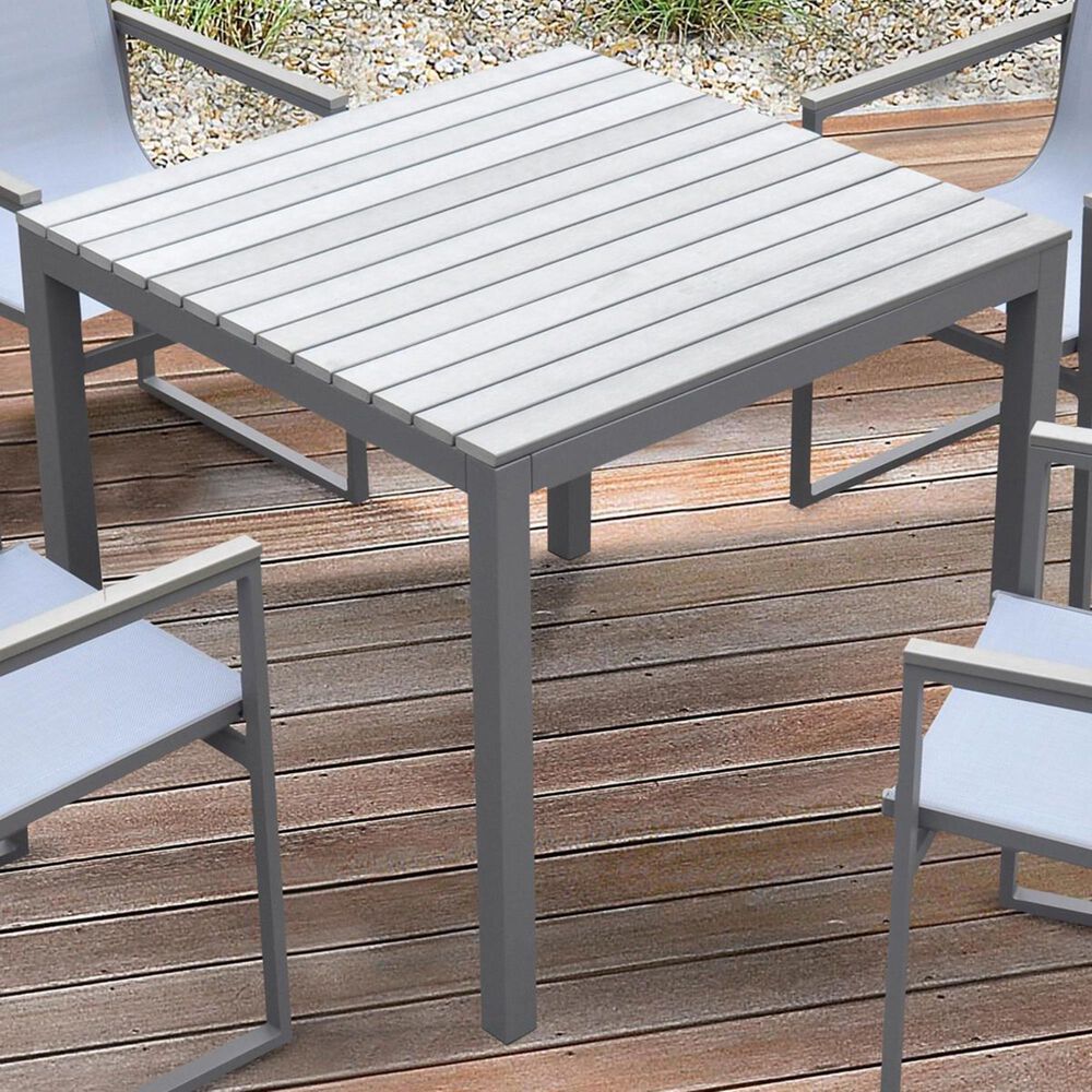 Blue River Bistro Patio Dining Table in Grey, , large