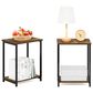 HOMLUX 2-Tier Metal Frame End Table with Open Shelf in Amber Pine and Black (Set of 2), , large