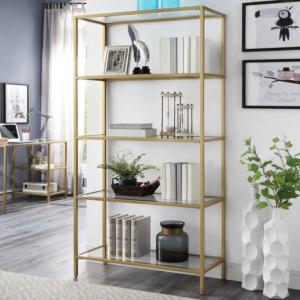 Carolina Cottage Marcello Glass Bookcase in Gold, , large