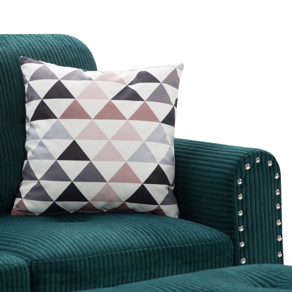 HOMLUX 94.49" L-Shaped Modular Sectional Sofa with Storage Ottoman and Cup Holders in Green, , large