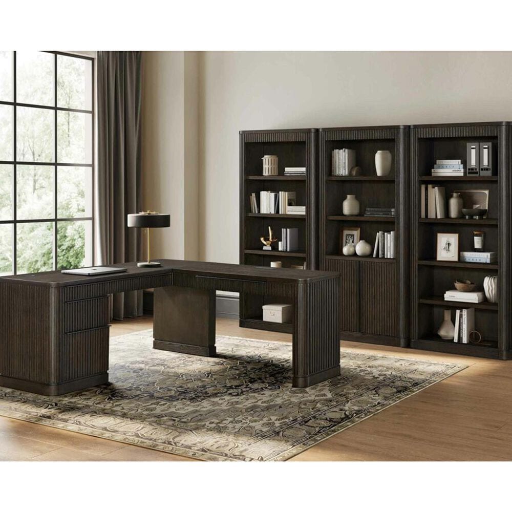 Wycliff Bay Tulane L-Shape Desk with Open Return in Dark Chocolate, , large