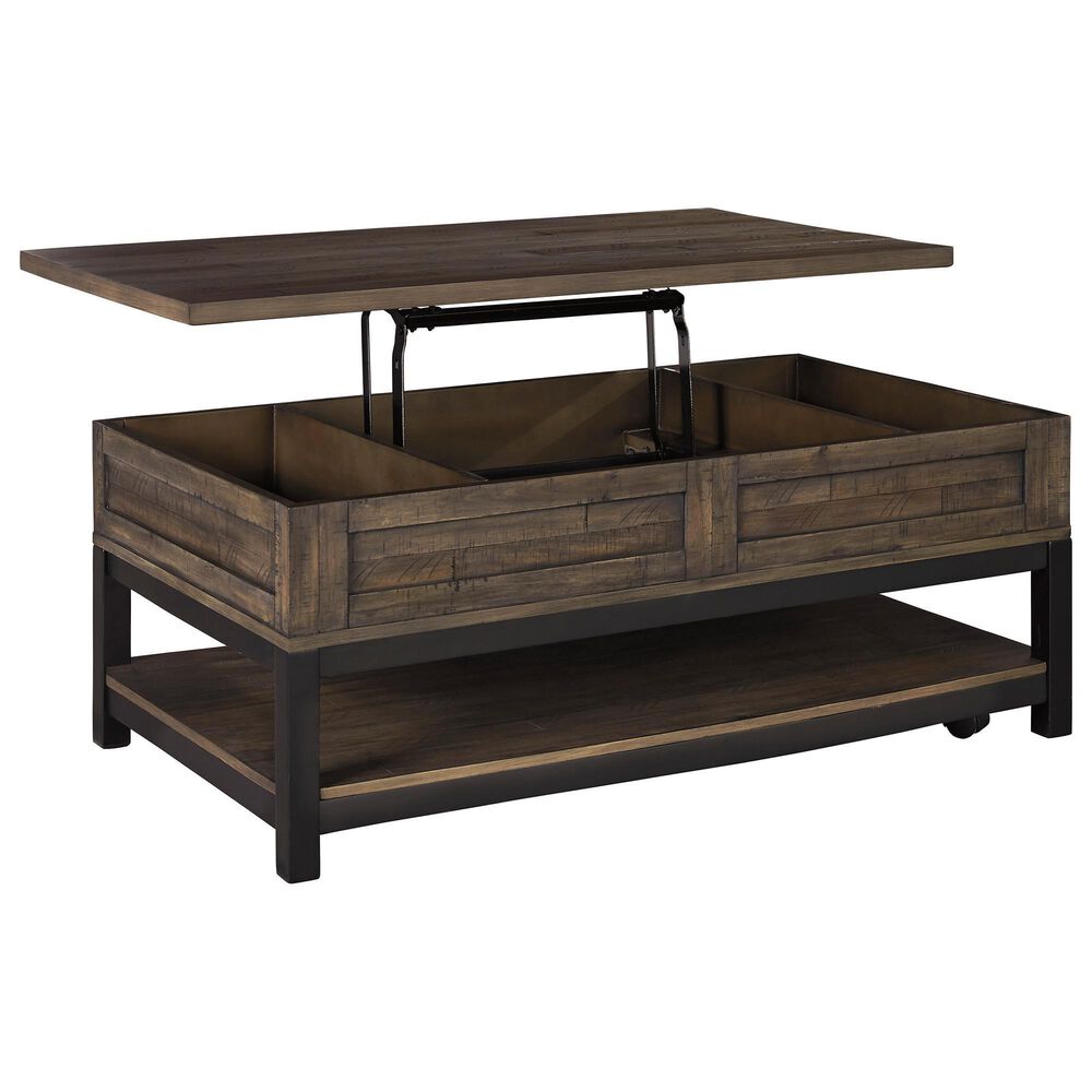 Ashley Johurst Lift Top Cocktail Table in Grayish Brown and Black, , large