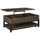 Ashley Johurst Lift Top Cocktail Table in Grayish Brown and Black, , large