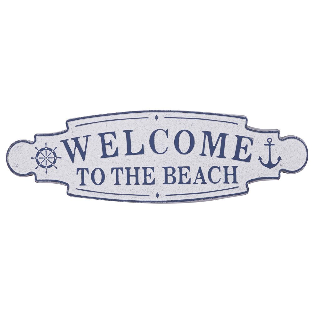 Coastal Metal Wall Decor in Dusty Blue and White, , large