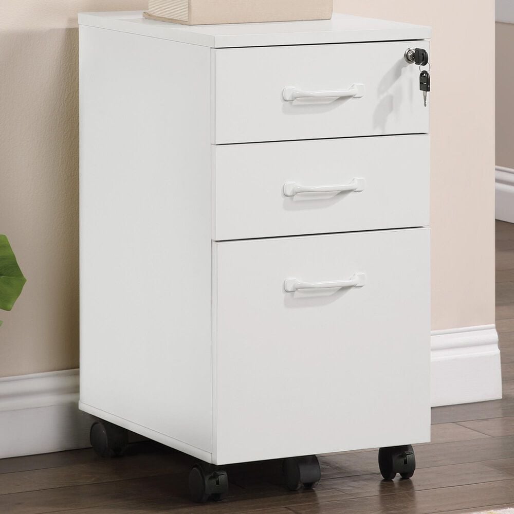 OSP Home Prado 3-Drawer Mobile File Cabinet in White, , large