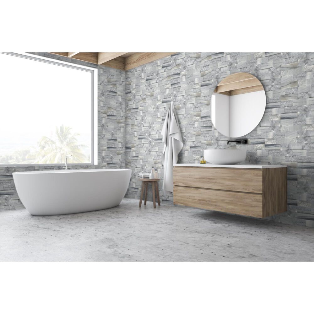 Emser Structure Gray 6&quot; x 24&quot; Natural Stone 3D Ledger Tile, , large