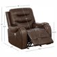 Linon Home Decor Barrett Power Glider Recliner in Rich Brown, , large