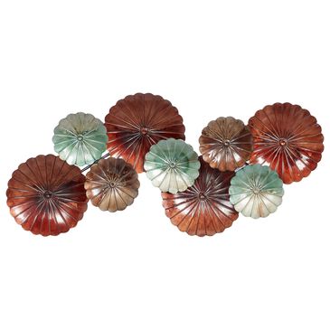 Maple and Jade 20" x 44" Rustic Flowers Wall Decor in Brown and Pale Blue, , large
