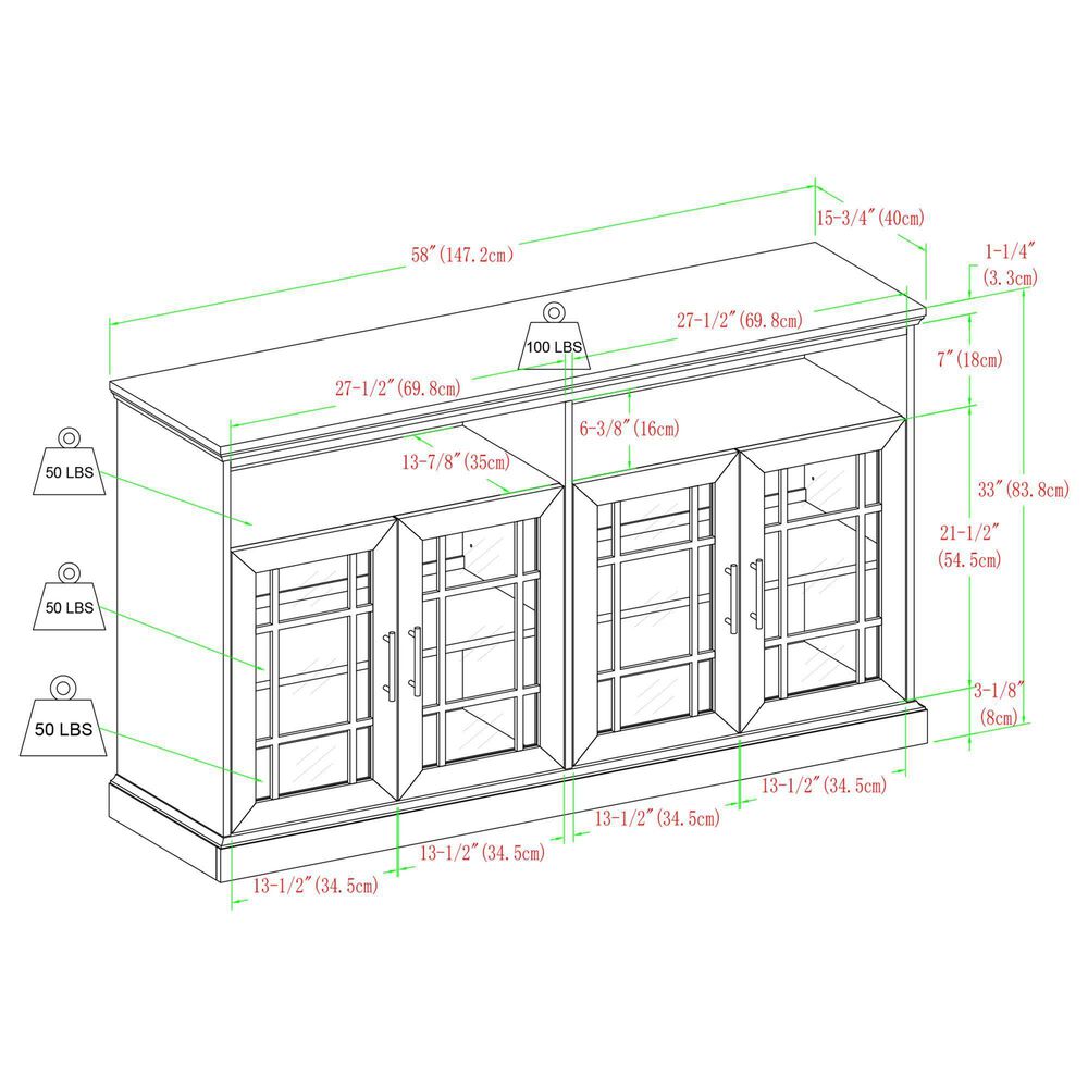 Walker Edison 58&quot; TV Stand NF584DHDHBWO  in White Oak, , large