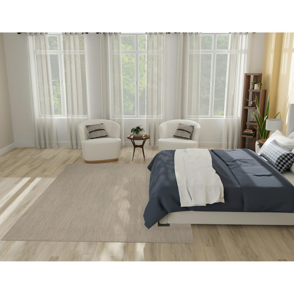 Nourison Courtyard Ivory and Silver 6&#39; x 9&#39; Indoor/Outdoor Area Rug, , large