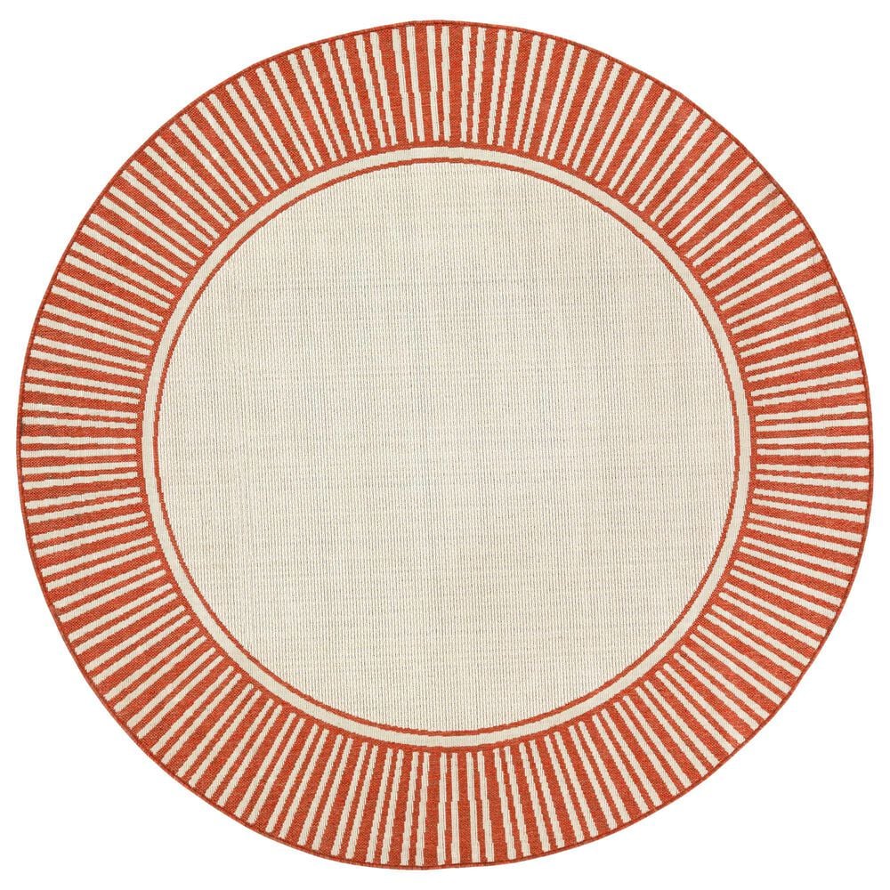Surya Alfresco 7&#39;3&quot; Round Rust and Beige Indoor/Outdoor Area Rug, , large