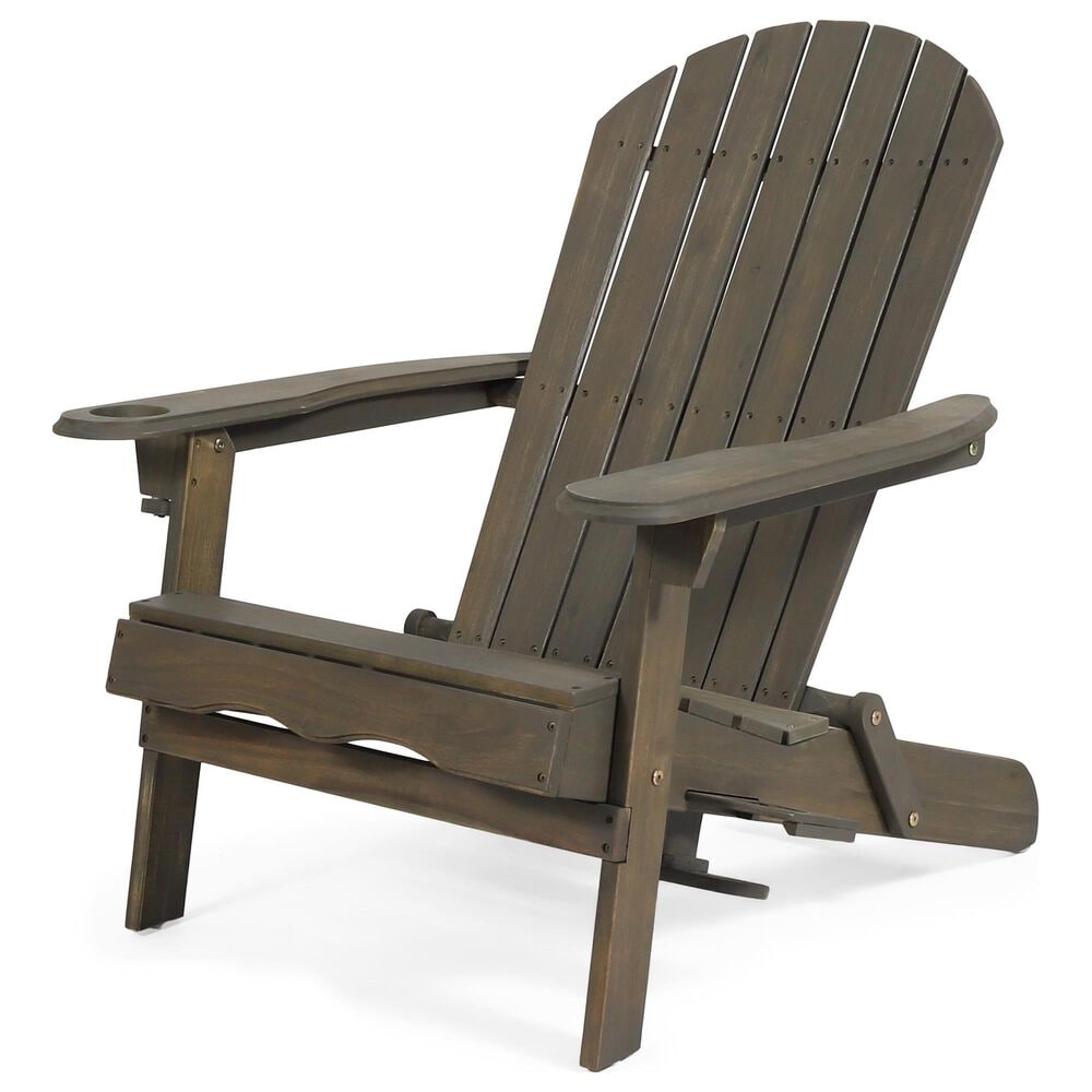 Hearth and Haven Bellwood Outdoor Folding Adirondack Chair in Grey, , large