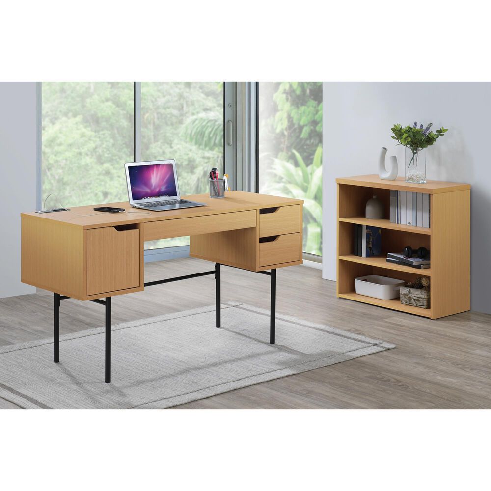 Valor Living Denmark 3-Shelf Bookcase in Natural, , large