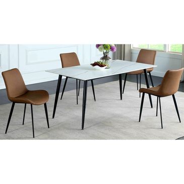 Monroe Mary 5-Piece Rectangular Dining Set in Matte Black and White, , large