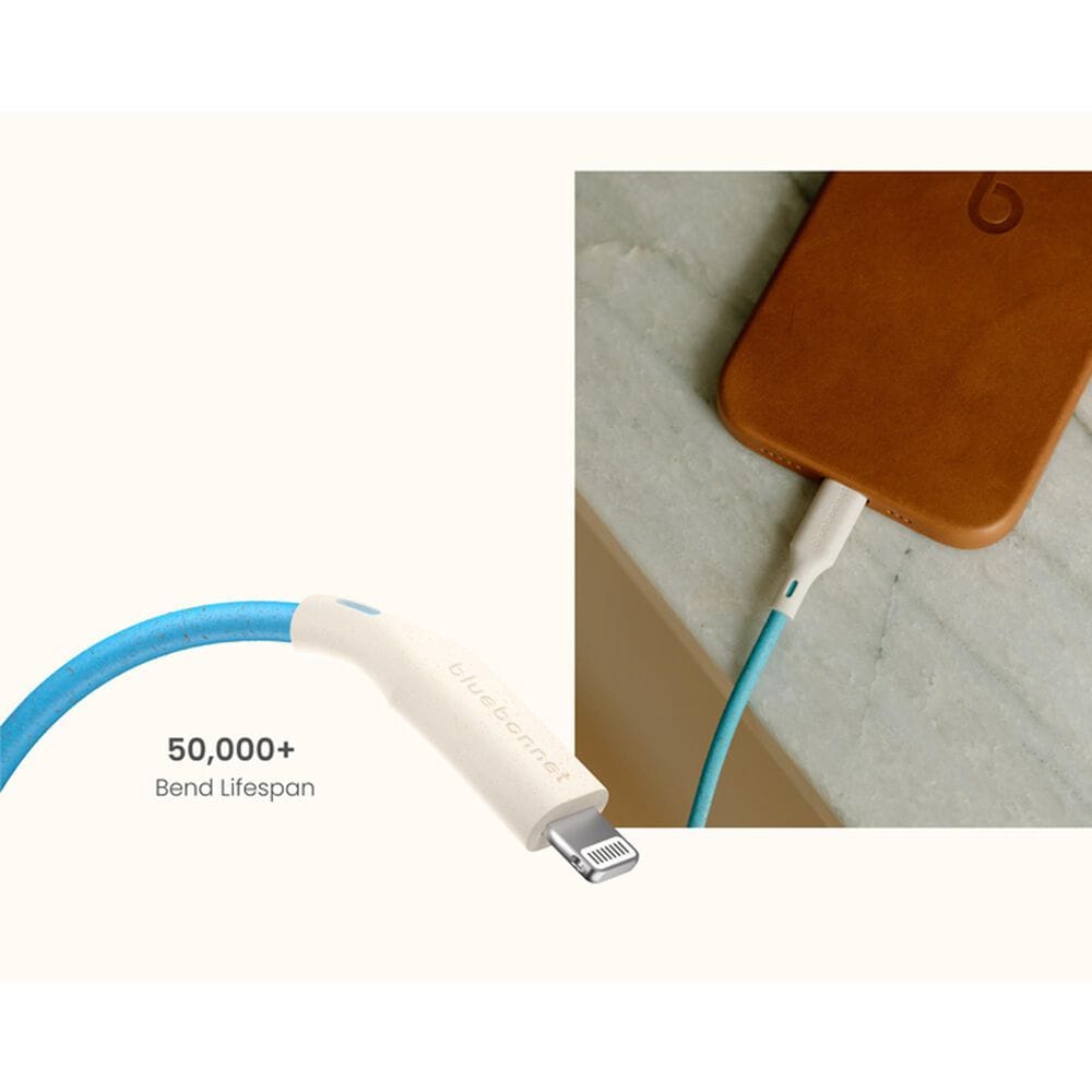 Bluebonnet Cases 4&#39; Cable USB-C to Lightning Phone Charger in Blue, , large