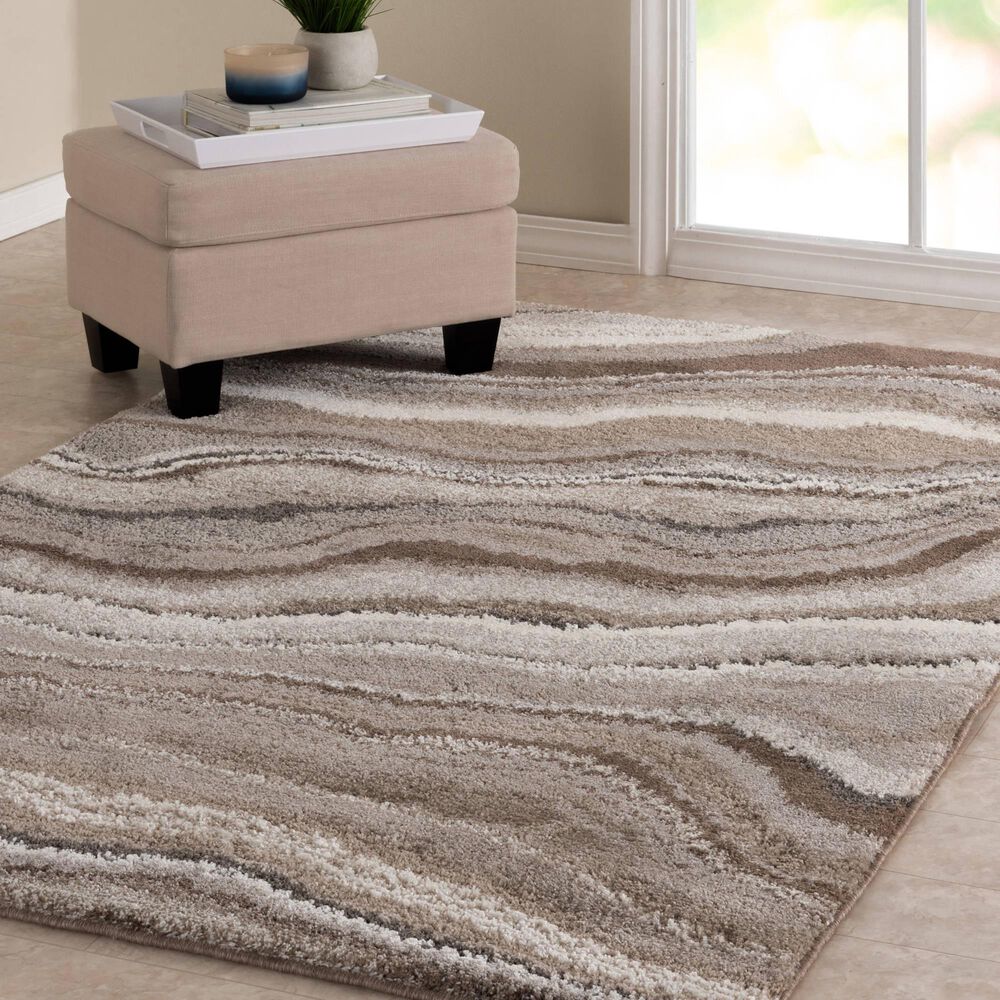 Central Oriental Structures Torrent Arette 5&#39; x 7&#39;6&quot; Cloud and Multicolor Area Rug, , large