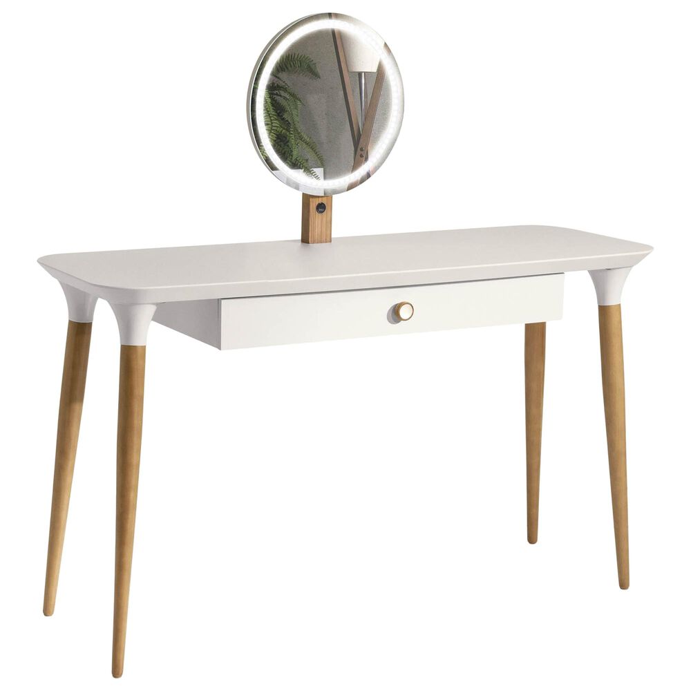 Dayton HomeDock Vanity Table with Mirror in Off White/Cinnamon, , large
