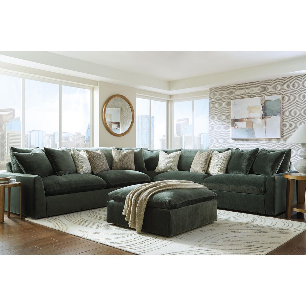 Ashley Carriage View Oversized Accent Ottoman in Jade, , large
