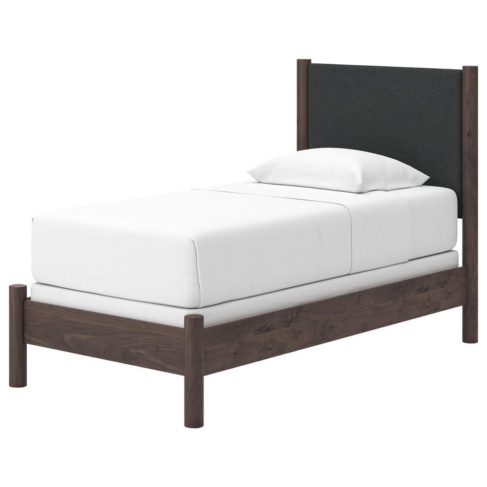 Ashley Pamytta Twin Upholstered Panel Bed in Rich Brown, , large