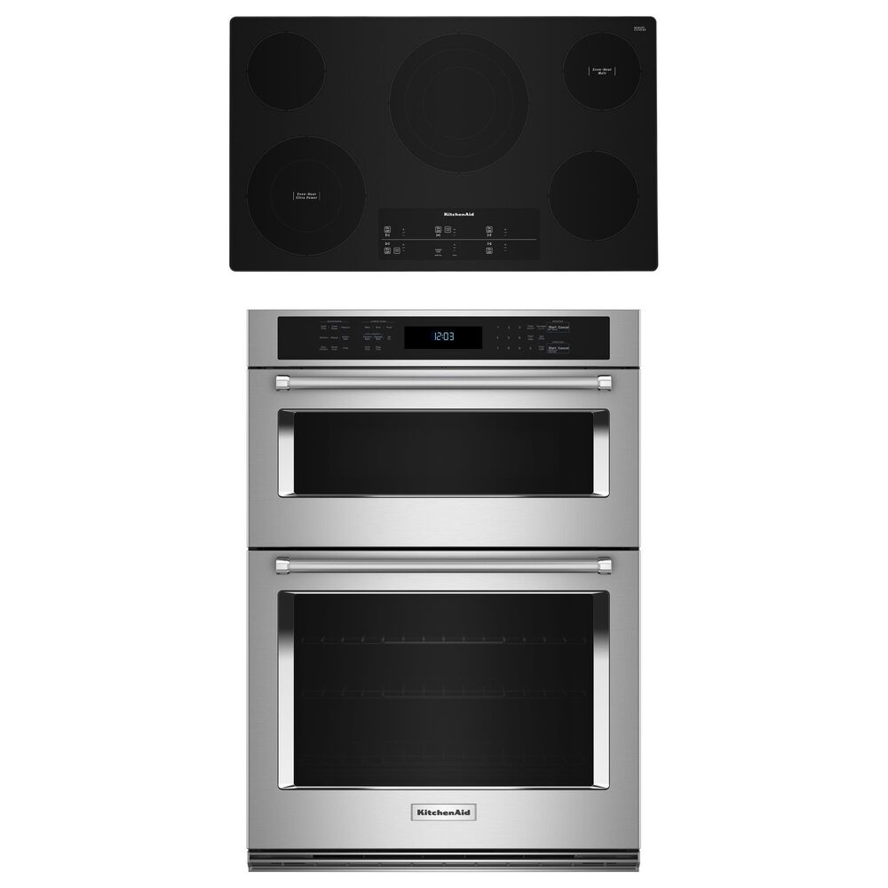KitchenAid 2-Piece Kitchen Package with 30" Built-In Combination Microwave Wall Oven and 36" Electric Cooktop in Stainless Steel, , large
