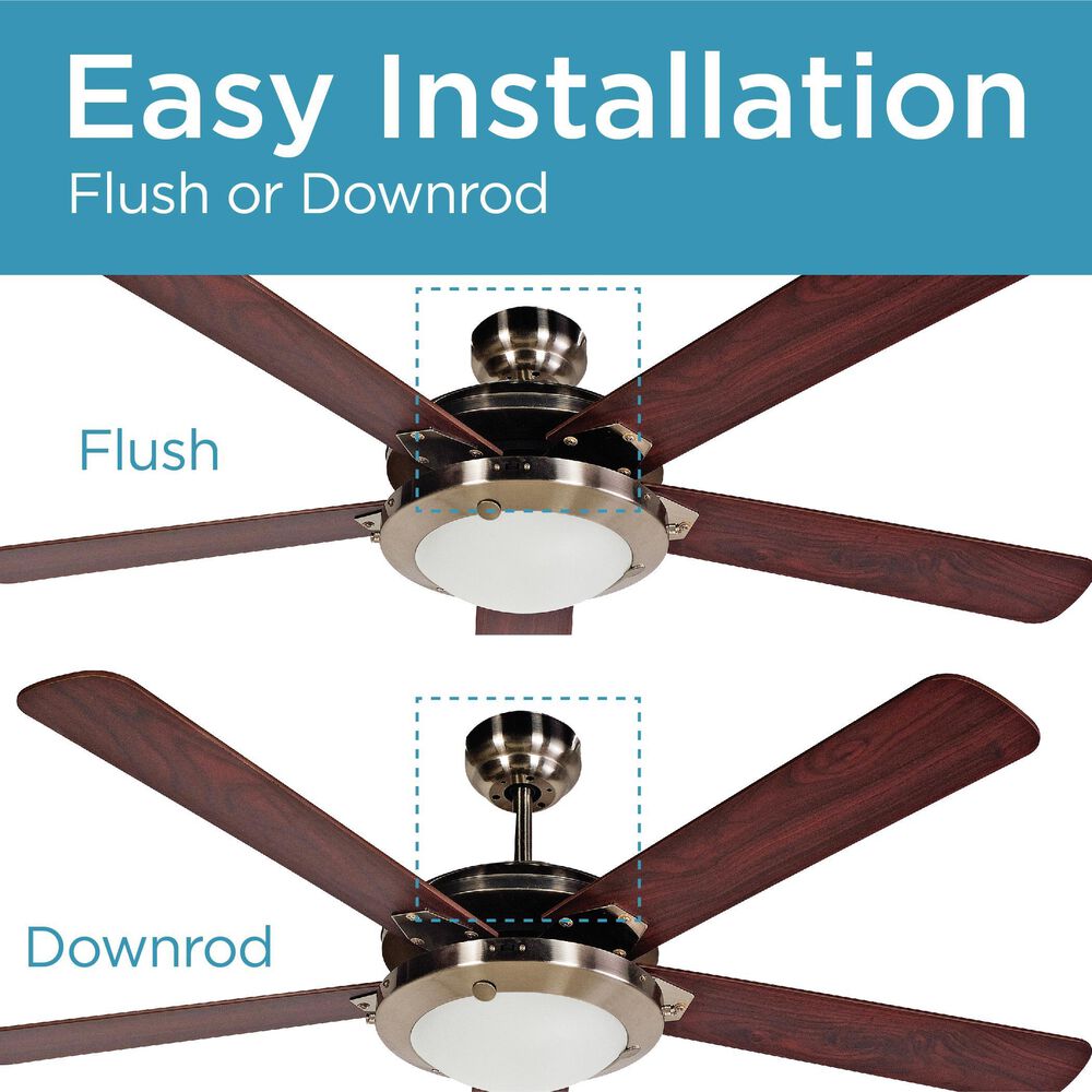 Black+Decker 52&quot; 5-Blade Retractable Blades Ceiling Fan with Light and Remote Control in Brushed Nickle and Mahogany, , large