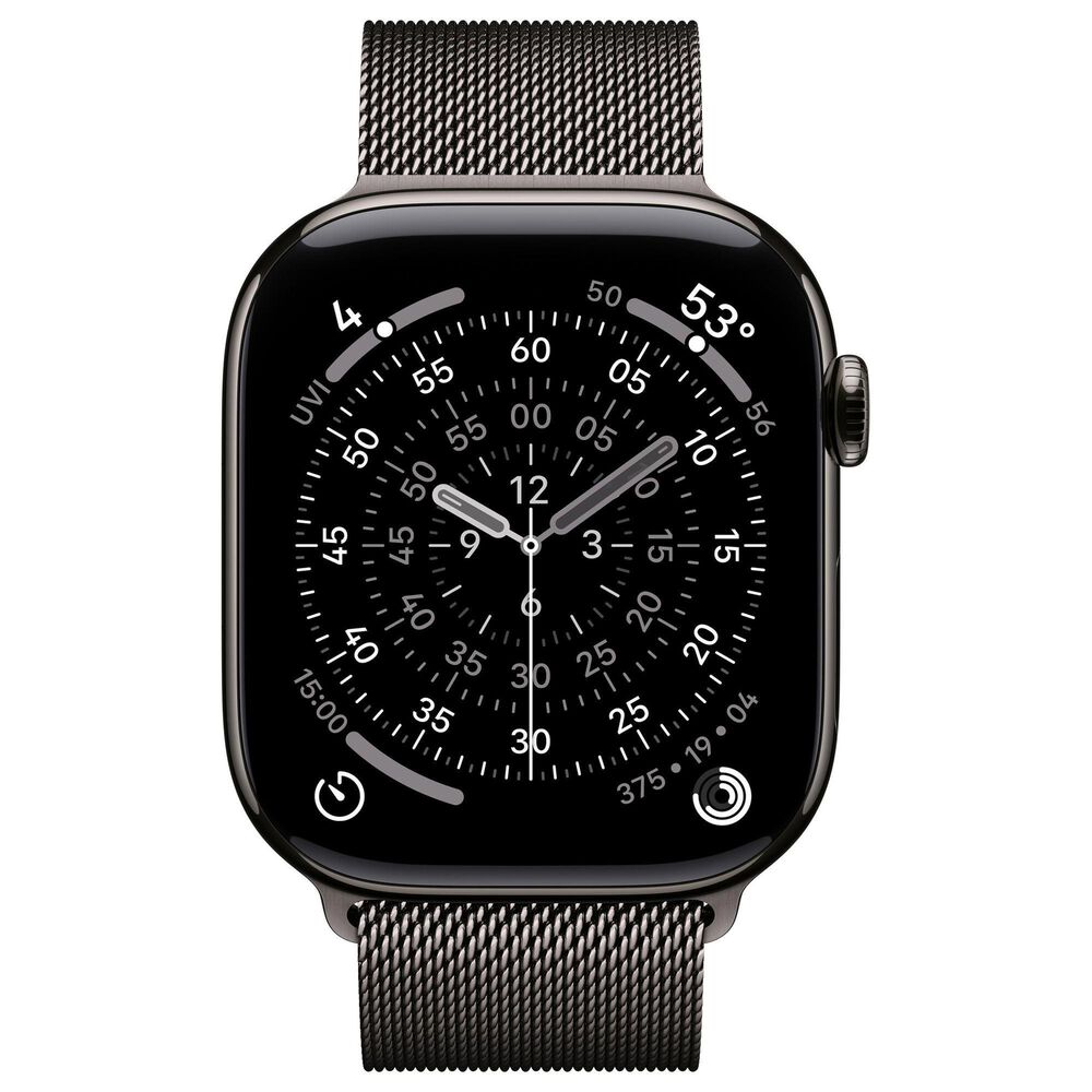 Apple Watch Series 11 (GPS+Cellular) 46mm Titanium Case with Milanese Loop - S/M in Slate and 2-Year AppleCare+, , large