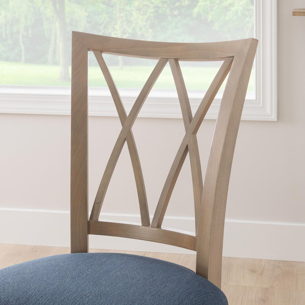 Linon Home Decor Andes Side Chair with Navy Cushion Seat in Natural, , large