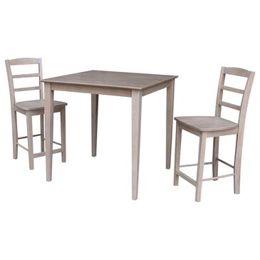 International Concepts Madrid Modern Farmhouse Casual 3-Piece Counter Height Dining Set in Washed Gray Taupe, , large