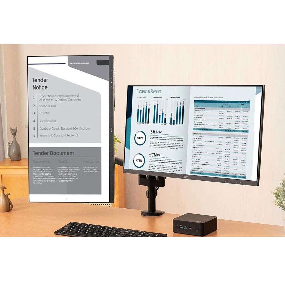 MSI Dual Monitor Desk Mount for 17&quot;-32&quot; Screen in Matte Black, , large