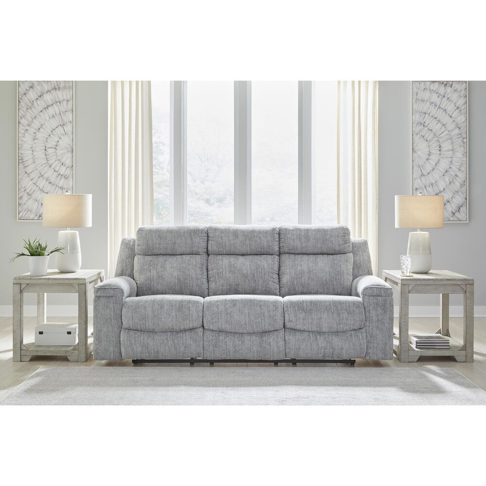 Ashley Buntington Manual Reclining Sofa in Pewter, , large