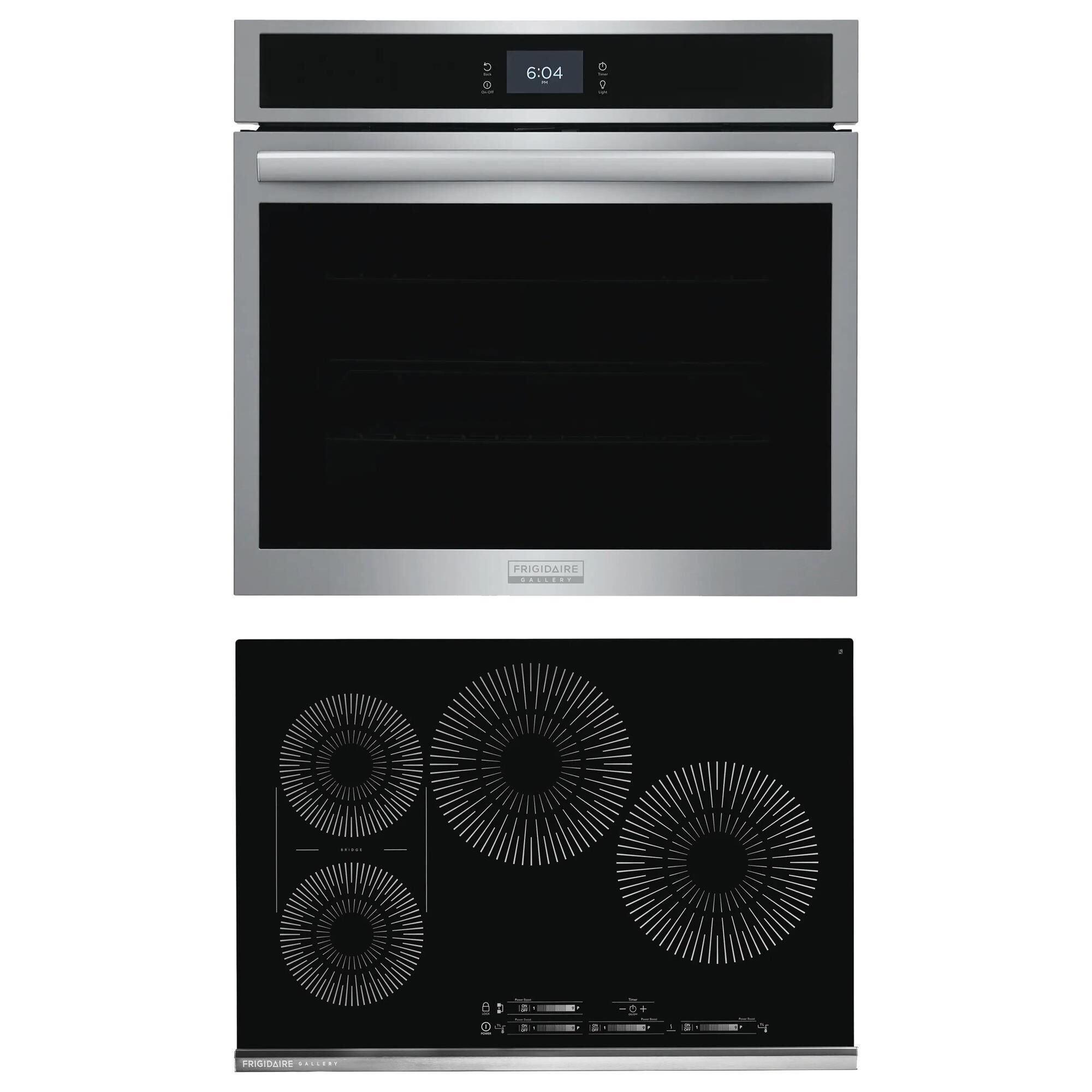 Frigidaire Gallery 2 Piece Kitchen Package with Induction Cooktop and Single Wall Oven in Black and Stainless Steel
