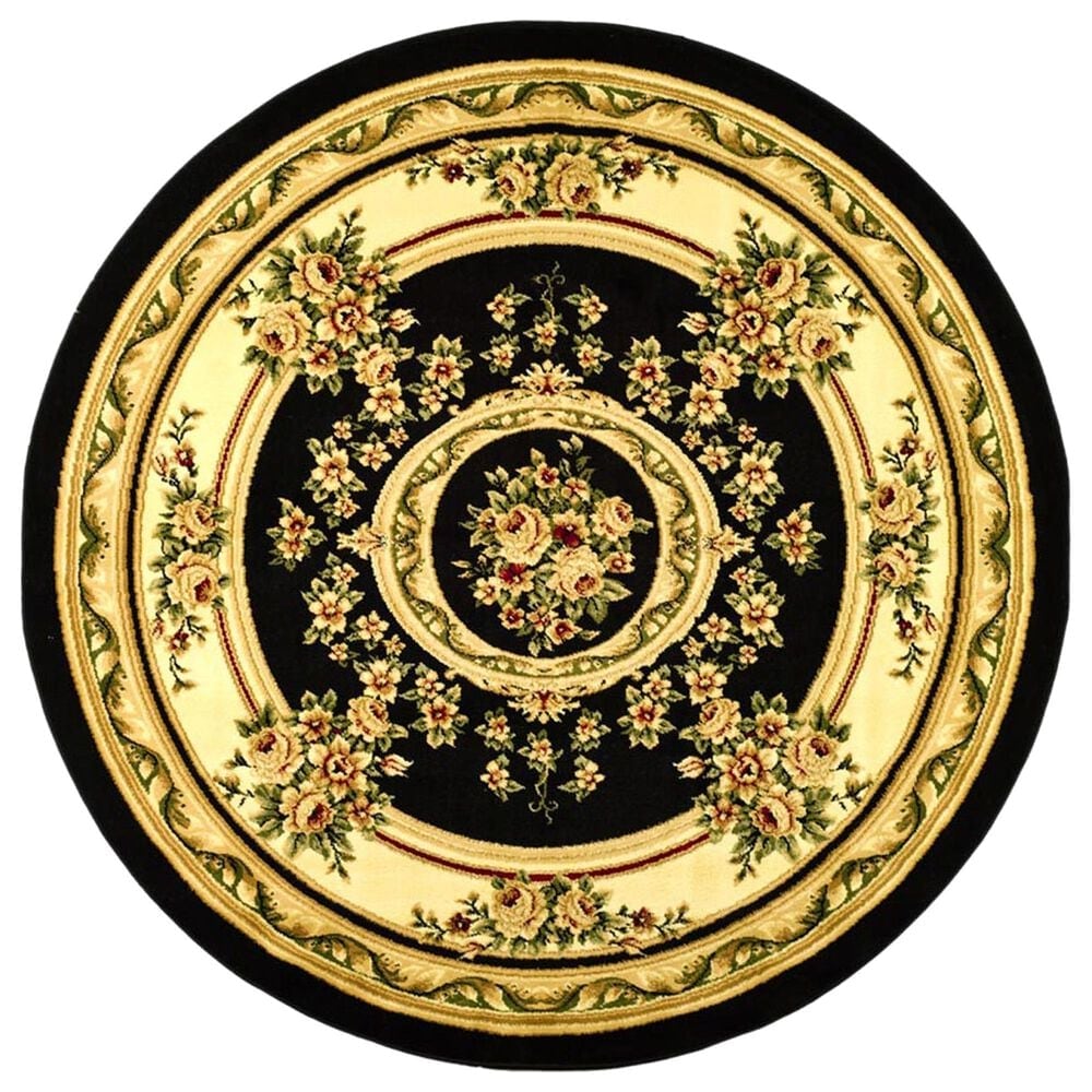 Safavieh Lyndhurst LNH218 5"3" Round Black and Ivory Area Rug, , large