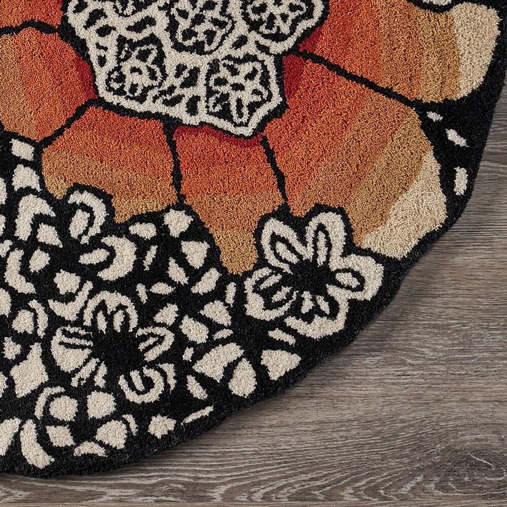 L&amp;R Resources Sinuous Spring Blossoms 4&#39; Scalloped Multicolor Area Rug, , large