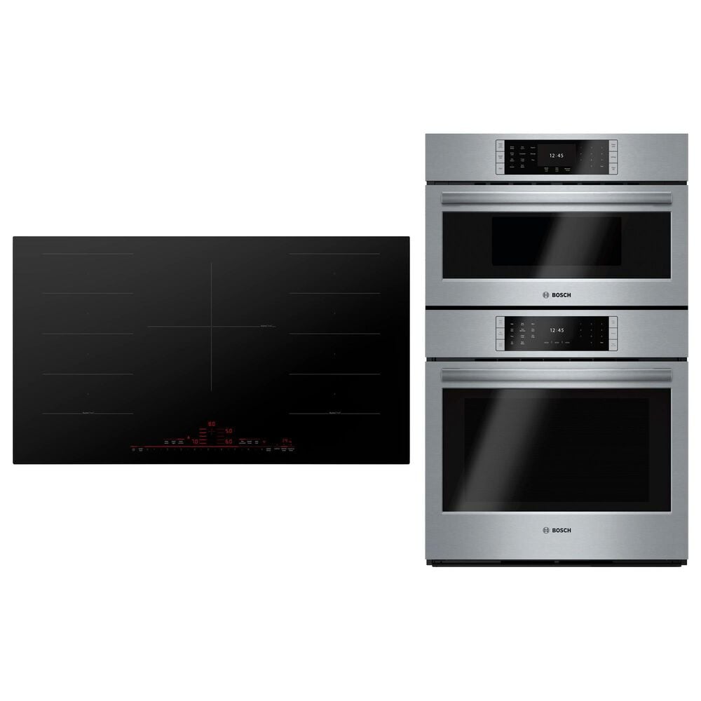Bosch Benchmark 2-Piece Kitchen Package with Stainless Steel 30" Combination Wall Oven and Black 36" Smart Induction Cooktop, , large