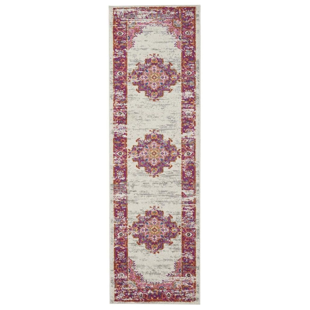 Nourison Passion PSN03 2"2" x 7"6" Ivory and Fuchsia Runner, , large
