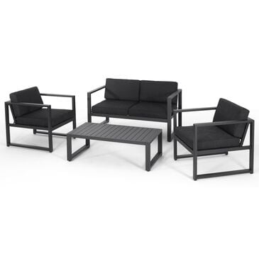 Hearth and Haven Navan 4-Piece Patio Conversation Set with Black Cushion in Dark Gray, , large