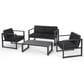 Hearth and Haven Navan 4-Piece Patio Conversation Set with Black Cushion in Dark Gray, , large
