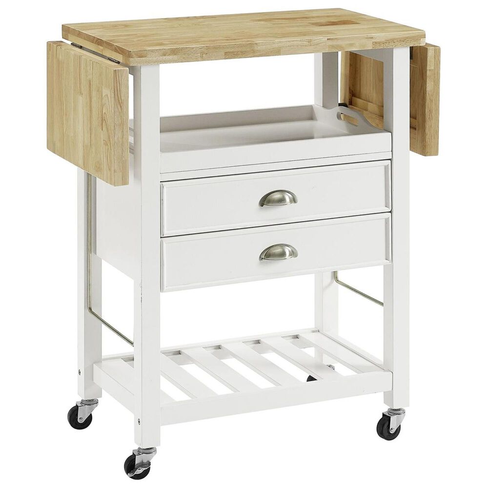 Crosley Furniture Bristol Double Drop Leaf Kitchen Cart in White, , large