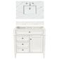 James Martin Vanities Brittany 36" Single Bathroom Vanity in Bright White with 3 cm Ethereal Noctis Quartz Top and Rectangle Sink, , large
