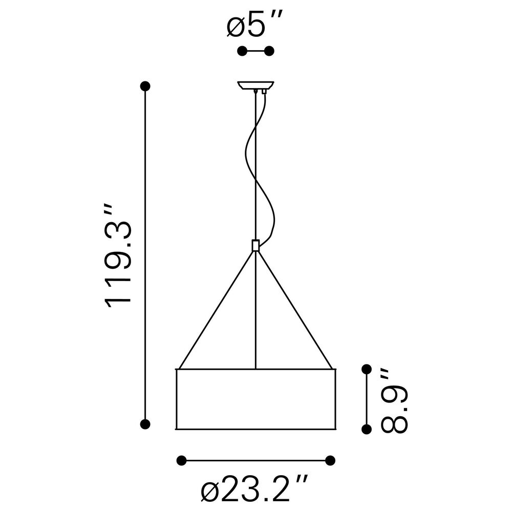 Zuo Modern Jena Ceiling Lamp in Chrome, , large