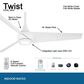 Minka-Aire Twist 52" Ceiling Fan with LED Light in Flat White, , large