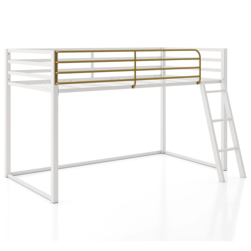 Furniture of America Haven Twin Loft Bed in White and Gold, , large