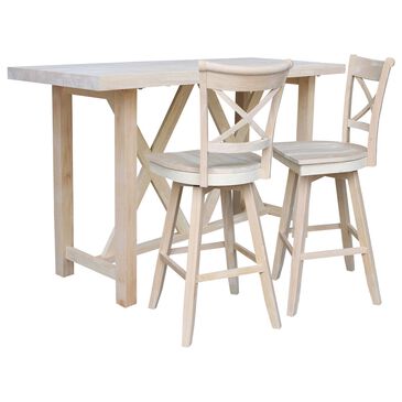 International Concepts Modern Farmhouse 3-Piece Bar Set in Unfinished Wood , , large