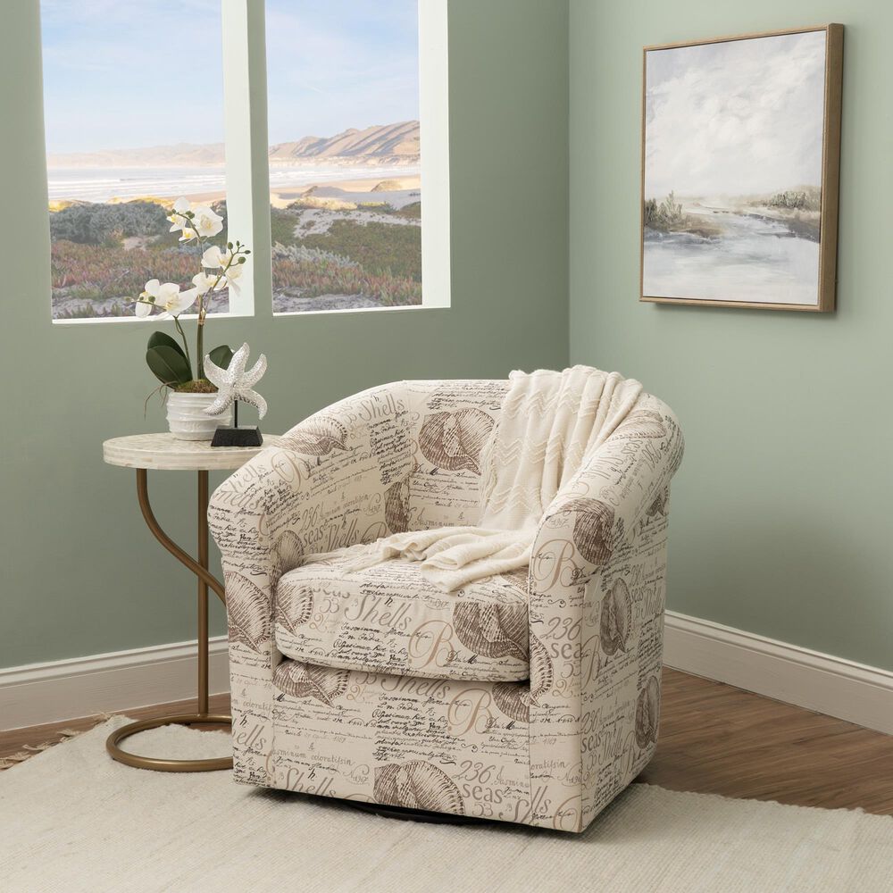 Linon Home Decor Bonnie Swivel Club Chair in Sea Swirl, , large