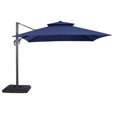 Furniture of America Behar 10" Crank Lift Double Top Square Patio Umbrella with Base in Blue, , large