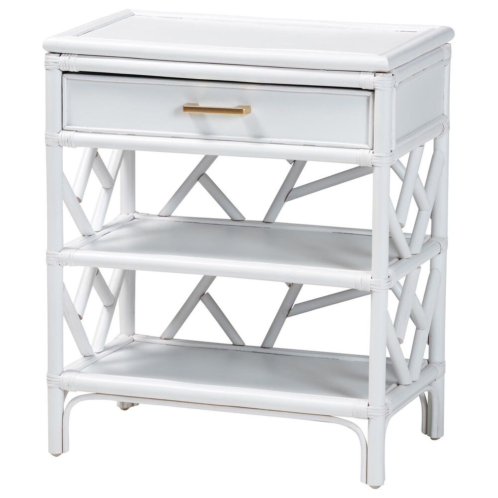 Baxton Studio Daina 1-Drawer Nightstand in White, , large