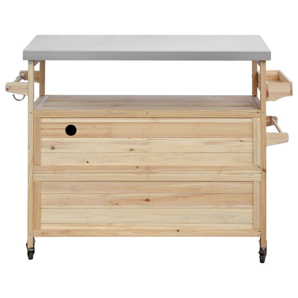 HOMLUX 50" Outdoor Kitchen Island in Natural and Stainless Steel, , large