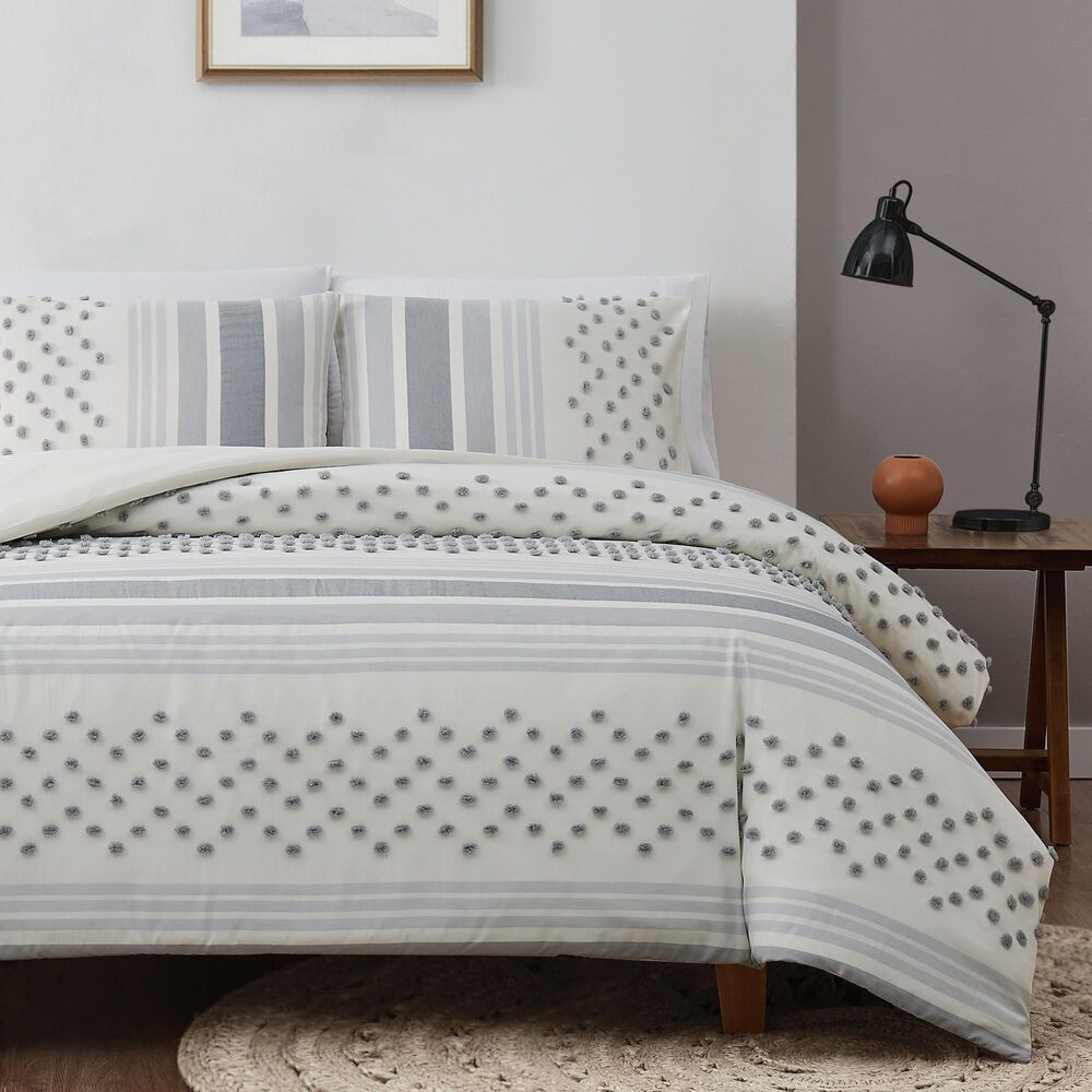 Pem America Mia 3-Piece Full/Queen Duvet Set in Grey and Ivory, , large